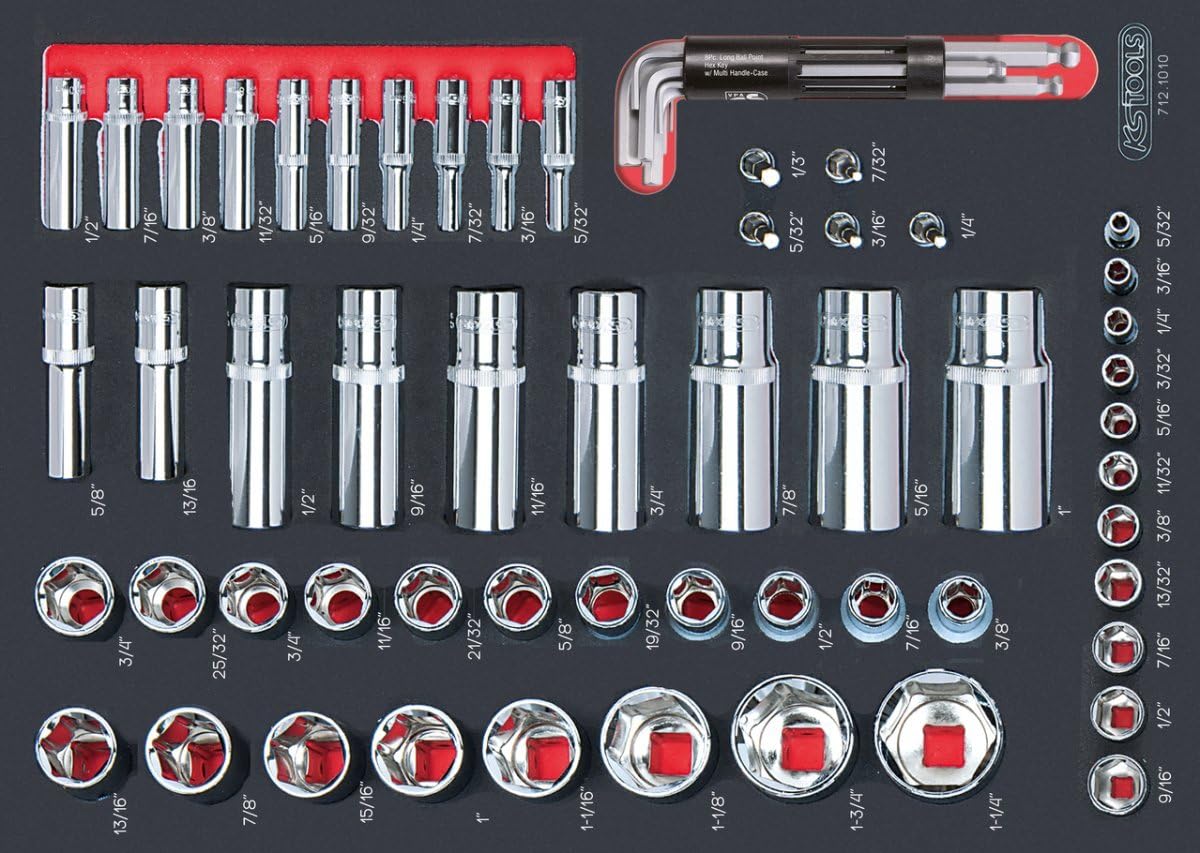 KS Tools 712.1010 62 Module Socket Set 1/4 Inch - 1/2 ", Black, Variety Pack