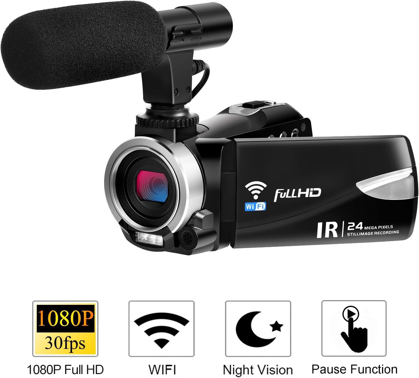 Videokamera Video Camcorder Full HD 1080p 30FPS 24.0MP Amazon.de Kamera