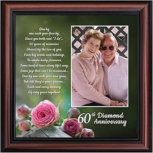 Crossroads Home Décor 60th, Diamond 60th Wedding Anniversary Grandparents Gifts, for Grandparents, 60th Anniversary Card for Parents, Picture Frame for Couples, 6310W