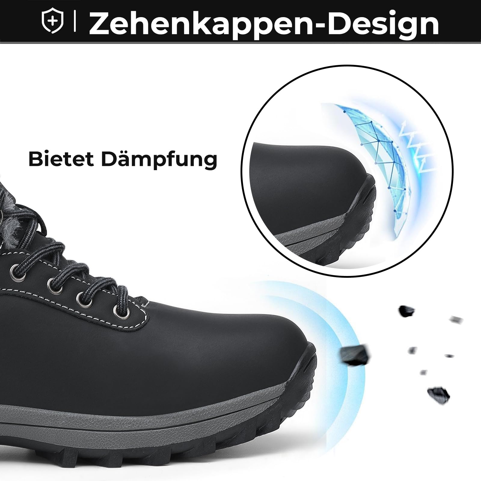 Mishansha Winterschuhe Herren Gefüttert Winterstiefel Damen Warm WinterBoots Wasserfeste Schwarz 42 5