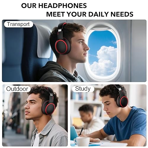 RORSOU B10 Bluetooth Headphones Over Ear, EQ Music Modes(Normal/Bass) and  50H Playtime Wireless Headphones w