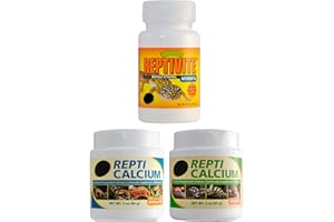 Trinity Treats Repti Calcium with D3 (3 oz), Repti Calcium Without D3 (3 oz), and Reptivite Without D3 (2 oz) for Reptiles, Includes Trinity Treats Microfiber Cleaning Cloth