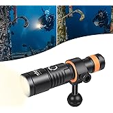 ORCATORCH D530V 1000 Lumen Scuba Dive Video Light 120 Degrees Wide Beam Angle, Underwater 150 Meters Diving Photography Light with Safety Lock Function Battery Power Indicator(5500K Warm White Light)
