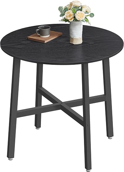 VASAGLE Round Dining Table 80 x 75 cm Ebony Black Ink Black KDT080B02