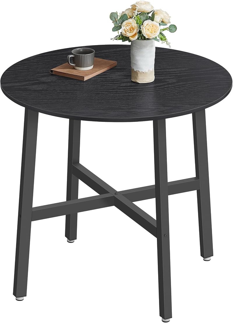 VASAGLE Round Dining Table 80 x 75 cm Ebony Black Ink Black KDT080B02