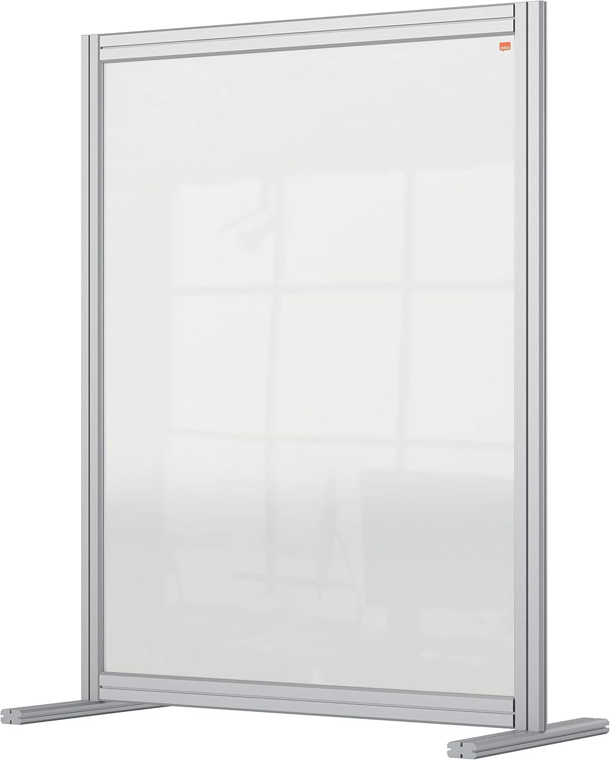 Nobo Clear Acrylic Desk Divider, 1.4 m High, Free Standing Screen System, Premium Plus, 800 x 1000 mm, 1915492