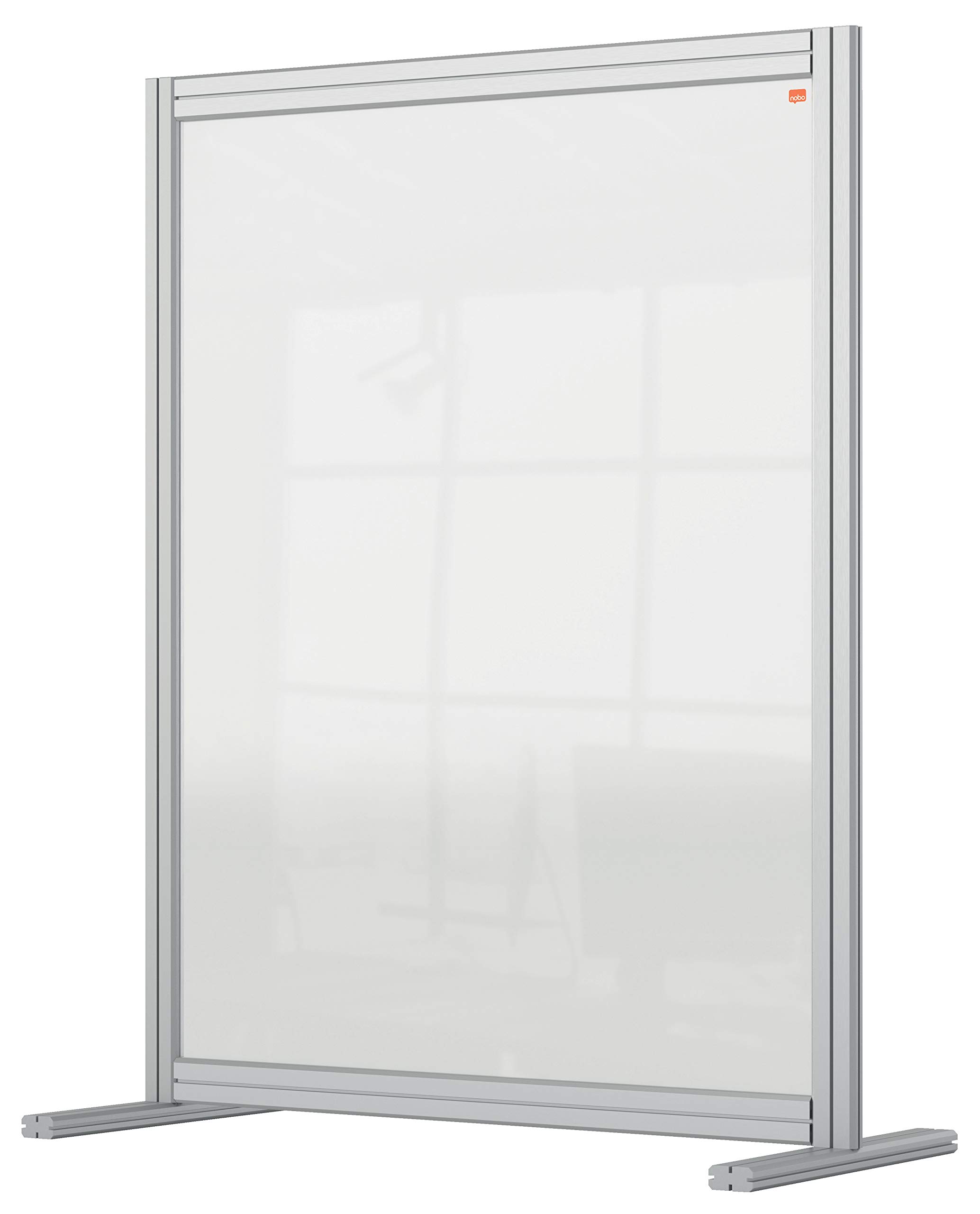 Nobo Clear Acrylic Desk Divider, 1.4 m High, Free Standing Screen System, Premium Plus, 800 x 1000 mm, 1915492