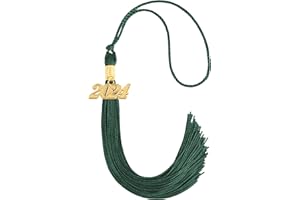 GRADFTY Graduation Tassel 2024 with Gold Tassel Charm for Graduation Cap Decorations,Green Tassel