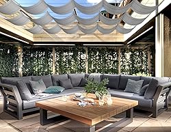 SunnyRoyal Light Grey 4'x36' Retractable Pergola