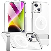 xiwxi for iPhone 14 Plus Case with Kickstand,[Compatible with Magsafe][1*Screen Protector],Military-Grade Protection & Anti-Yellowing,Magnetic Phone Case for iPhone 14 Plus,Clear