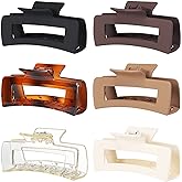 Sisiaipu 4 Inch Big Hair Claw Clips 6 Pcs Large Claw for Thick Hair Square Hair Clips for Women Rectangle Hair Clips Nonslip 