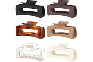 Sisiaipu 4 Inch Big Hair Claw Clips 6 Pcs Large Claw for Thick Hair Square Hair Clips for Women Rectangle Hair Clips Nonslip Acrylic Banana Jaw Clips Hair Accessories for Girls (Amber)