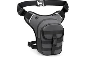 QEWORANE Motorcycle Leg Bag for Men Women Adjustable Waist Fanny Pack for Biking Hiking Tactical Molle Drop Thigh Pouch Water