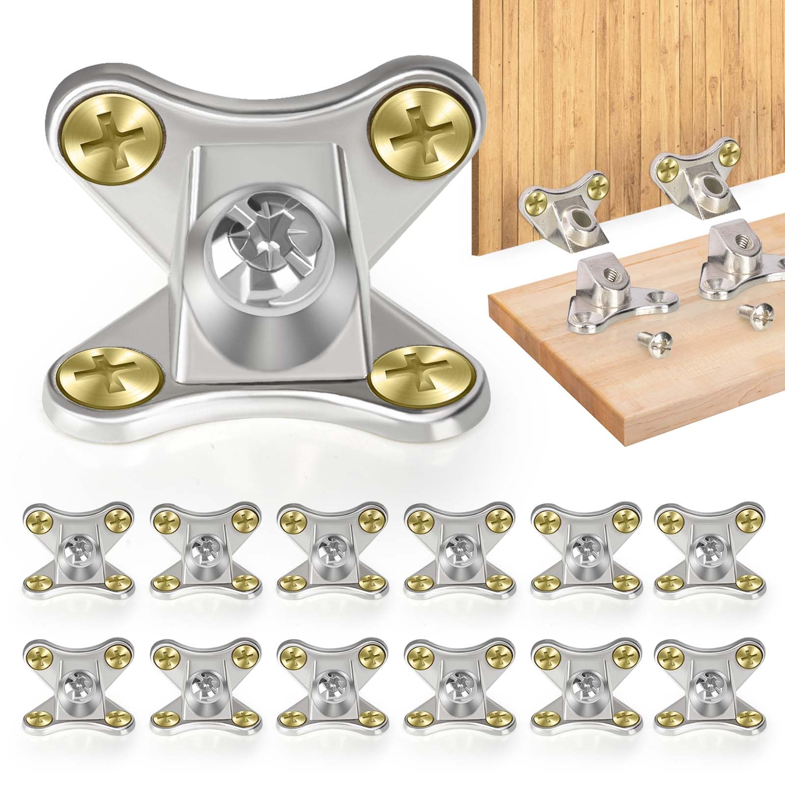 AccEncyc 12 Pack L Bracket Detachable Corner Brace Heavy Duty Right Angle Corner Bracket for Wood Furniture Cabinet Shelves Table Chair Bed