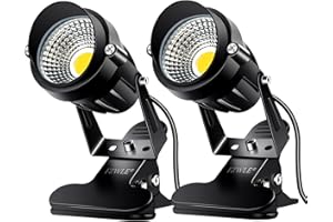 FZWLE Spot Lights Clamp Indoor Spotlights, 7W Clip on Lights Daylight White Uplights with 6FT Cord and Switch for Trade Show, Workshop, Billboard, Desk Lighting (2 Pack)