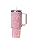 Sip+Sea Grenada 40oz Rhinestone-Encrusted Insulated Tumbler - Premium Bling Stainless Steel Water Bottle with Handle, Double Wall Vacuum Technology, Includes Leakproof Lid and Straw