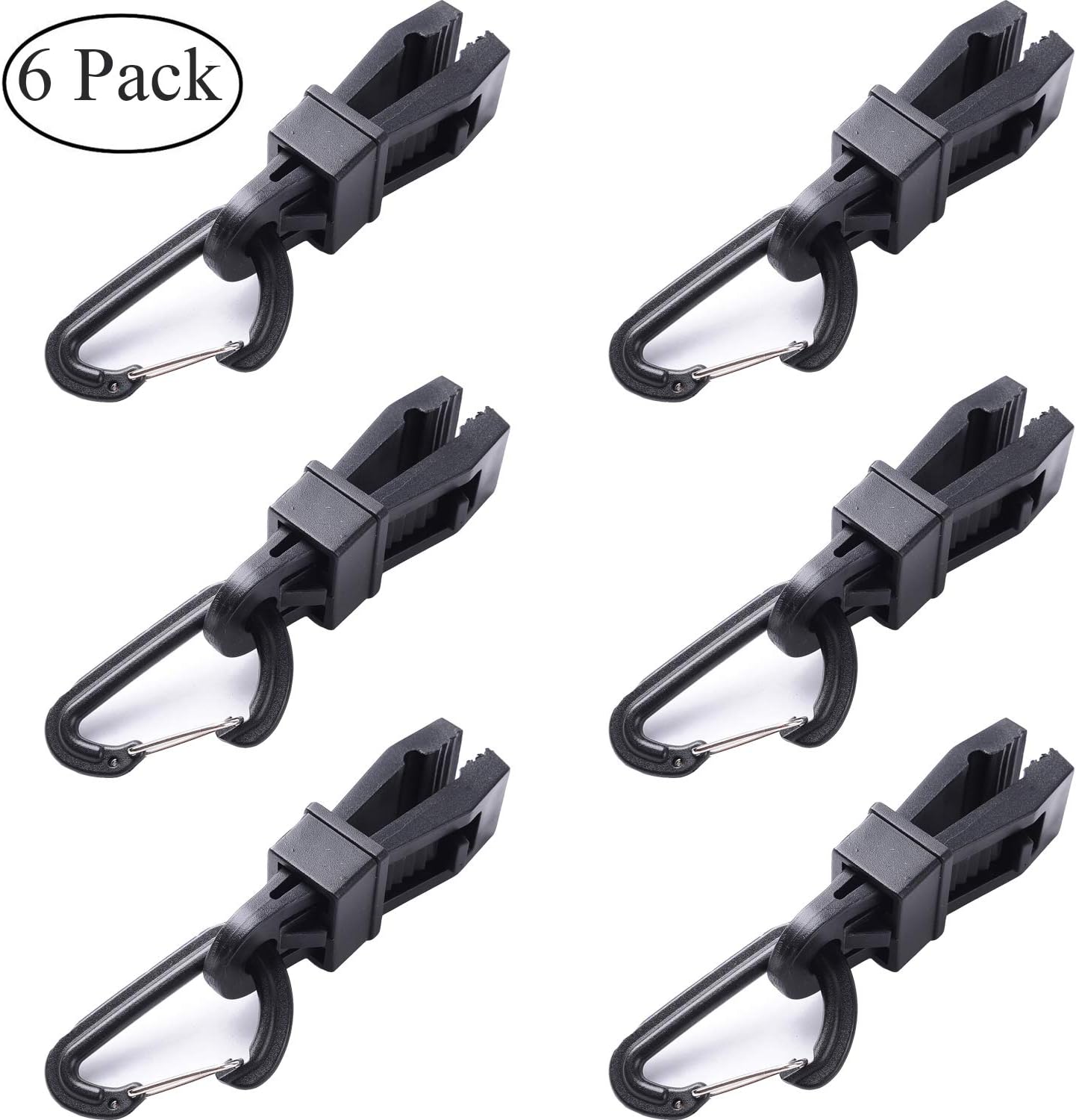 Ouinne 6PCS Large Tarp Clips Lock Grip with D-Shaped Plastic Carabiner Hanging Hook Awning Clamp Tent Tighten Set for Outdoor Activities
