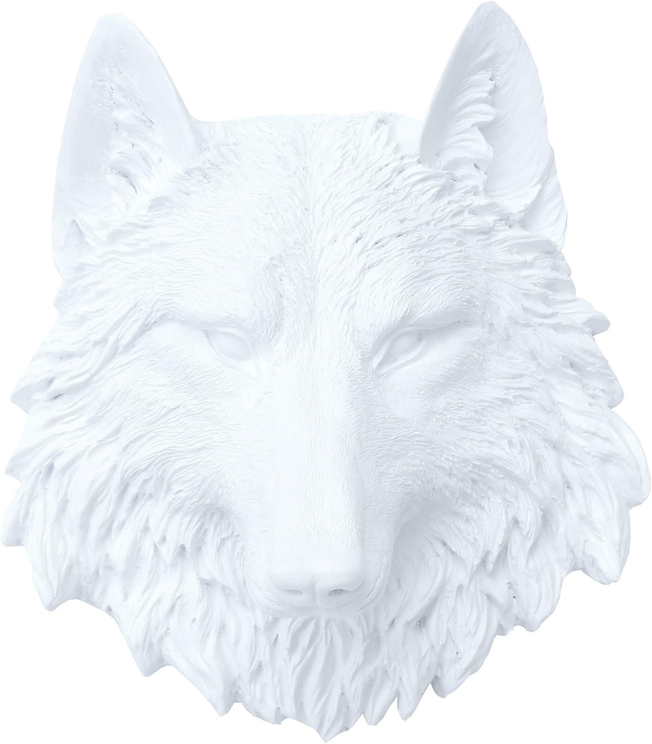 Near and Deer Faux Taxidermy Wolf Head Wall Mount, Mini, White