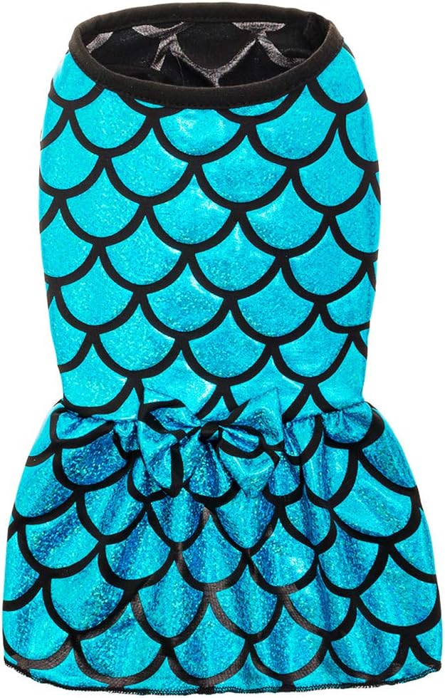 PUPTECK Mermaid Pet Clothes - Dog Dresses Sundress Cat Vest Shirts - Water-Proof Blue Cute Dress
