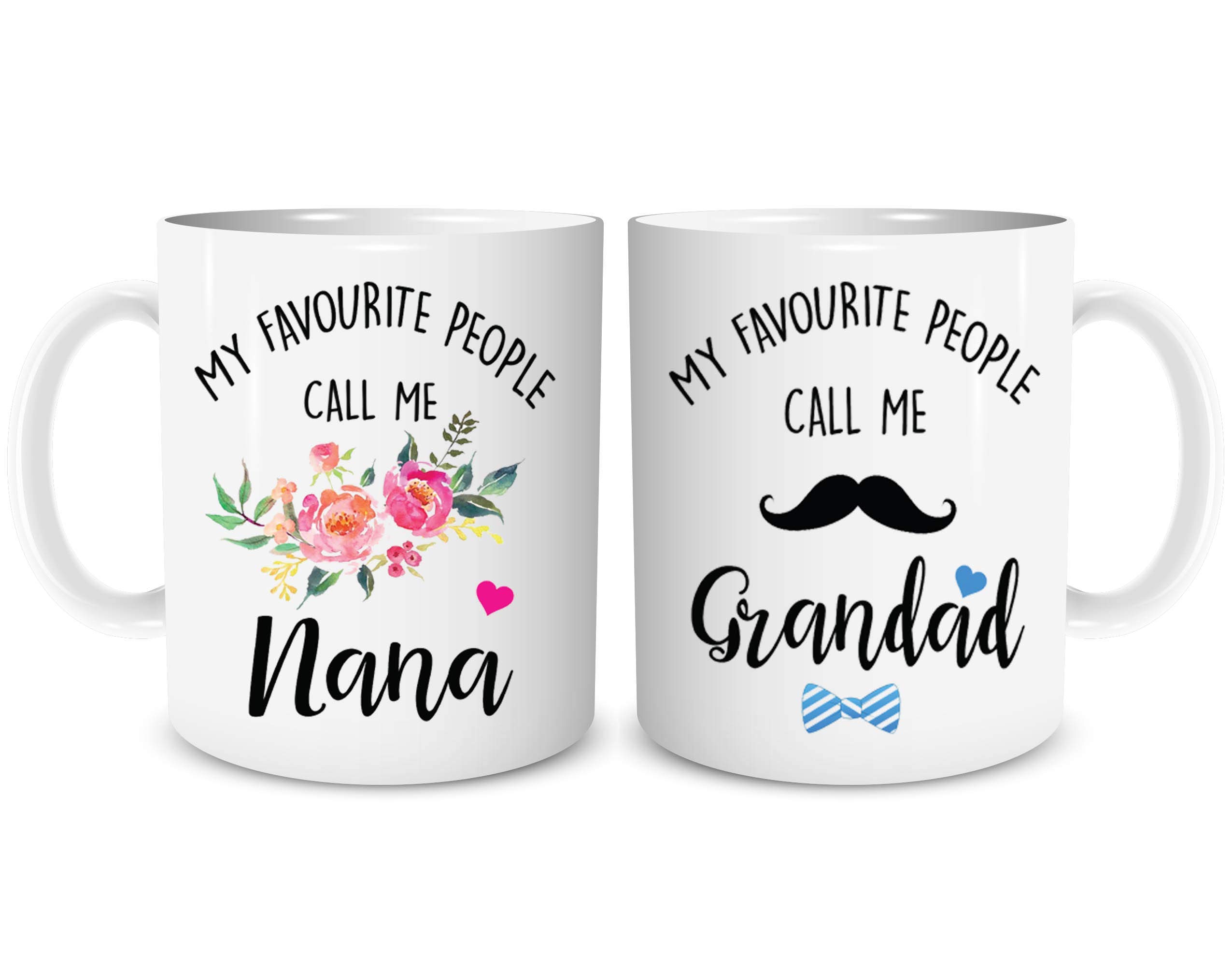 His and Hers Couples Gift Coffee Mug Set Favourite People Call Me Nana & Grandad Gift for Mum Dad Grandparents Birthday Xmas Set WSDMUG1339