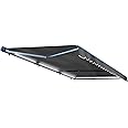 ALEKO Half Cassette Motorized Retractable LED Luxury Patio Awning - 20 x 10 Feet - Gray