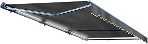 ALEKO Half Cassette Motorized Retractable LED Luxury Patio Awning - 20 x 10 Feet - Gray