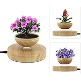E-18th LED Levitating Air Bonsai Pot Magnetic Levitation Suspension Flower Floating Pot Potted Plant Levitating plant Pot for Display Decoration(Plant pot size, Height: 35mm, Diameter: 80mm)