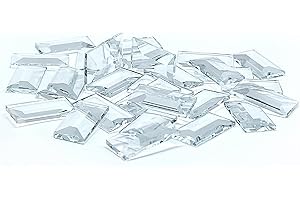 GONGWANTON 1.5 x 4 Inches Beveled Glass Squares (30 Pieces) for Stained Glass Art & Design (1.5 x 4 Inches)