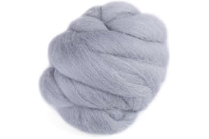 SHEENS 8 Colors Natural Wool Roving Needle Felting Wool Fiber Spin for Needle Felting Hand Spinning Discovering DIY Weaving Craft(Gray)