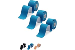 MUSEFITR Kinesiology Tape Precut 3 Rolls-Athletic Sports Tape for Muscle & Joints-Physical Therapy Tape for Knee,Ankle,Shoulder,Plantar Fasciitis- Latex Free and Water Resistant-60 Strips, Blue