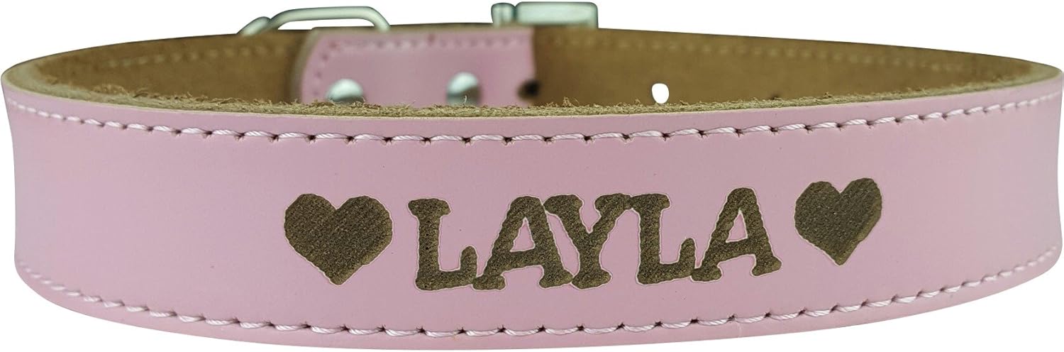 Custom Catch Personalized Dog Collar - Engraved Soft Leather in XS, Small, Medium or Large Size, ID Collar, No Pet Tags or Embroidered Names : Kitchen & Dining