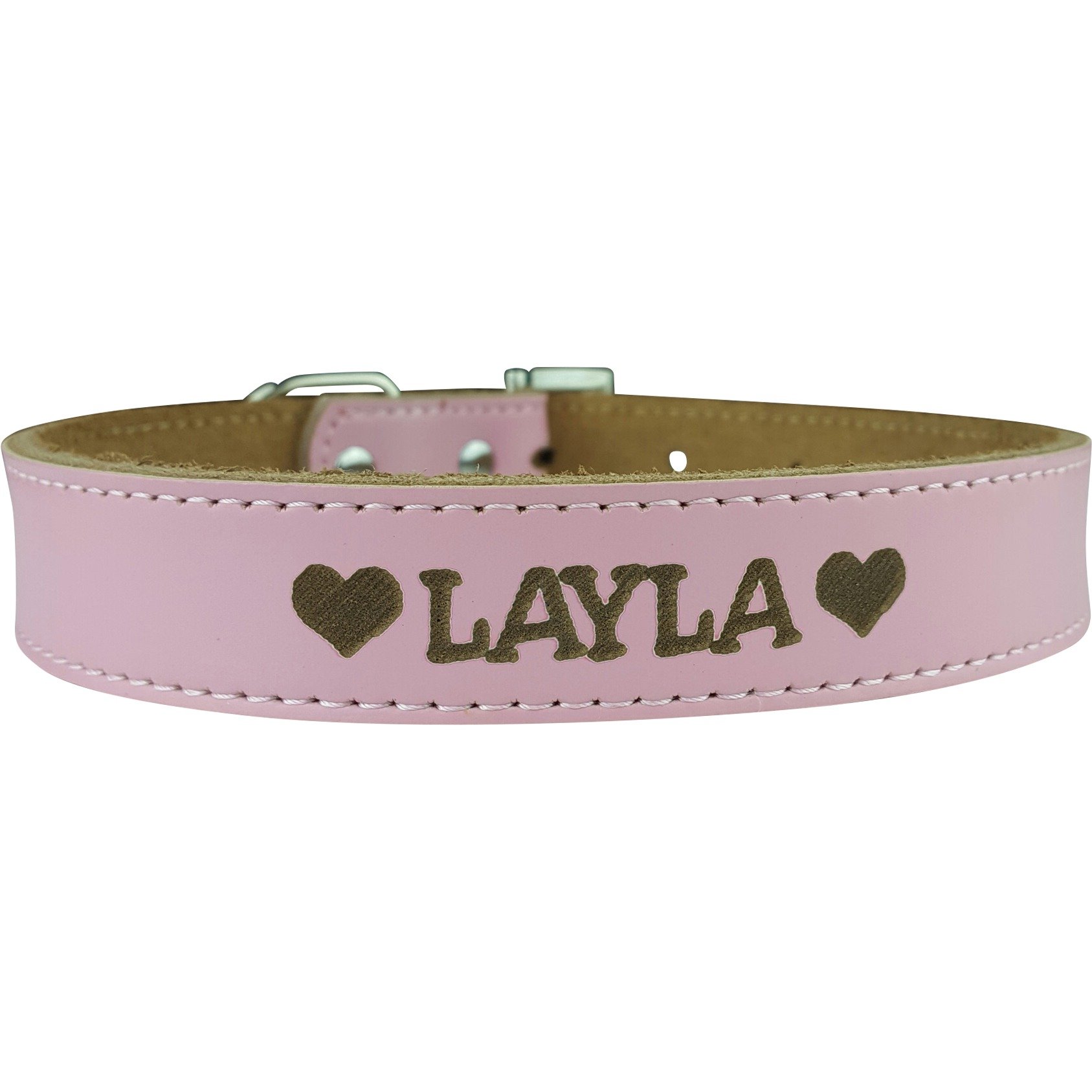 Custom Catch Personalized Dog Collar Engraved Soft Leather in XS