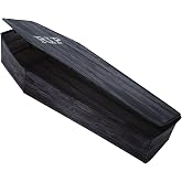 60" Wood-Print Coffin Prop with Lid - Black | Polyester, Large Halloween Yard, Porch and Home D&eacute;cor with Compact Storage Bag