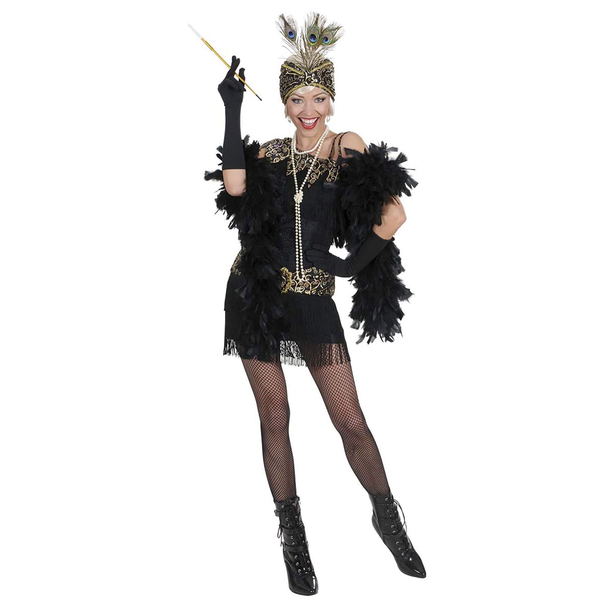 Black 1920s Flapper Costume Medium for 20s 30s Moll Bugsy Fancy Dress