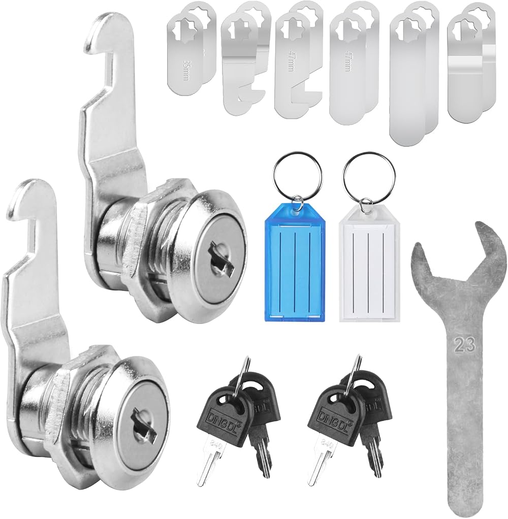 Tomoyuki 2 Pcs Cabinet Locks 16mm Letterbox Locks with 6 Plates Keys
