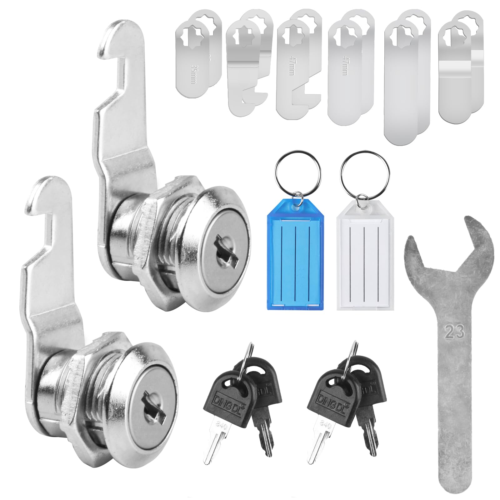 2pcs Cabinet Locks, 16mm Letterbox Locks, Security Letter Post Box Mailbox Cam Locks with Keys & 6 Different Lock Plates (Non Universal Key)