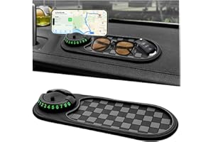 LSKASELUE Multifunction Car Anti-Slip Mat, Dashboard Phone Holder Anti Skid Pad with Temporary Parking Number, 360° Rotatable