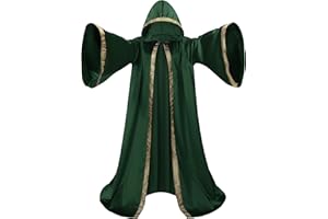 COLORFUL HOUSE Velvet Wizard Robe with Hooded and Sleeves, Halloween Vampire Witch Wizard Cloak Fancy Cosplay Costume