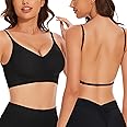Anncude Low Back Bra Seamless Padded Bralettes for Women V Neck Mutiway Bras Halter Thin Straps Invisible Backless Bralette