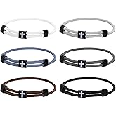 Nfvjfxz 6Pcs Cross Braided Rope Bracelets, Adjustable Bracelets Waterproof Wristbands with Metal Cross Charm Christian Religious Jewelry Gifts for Men Women