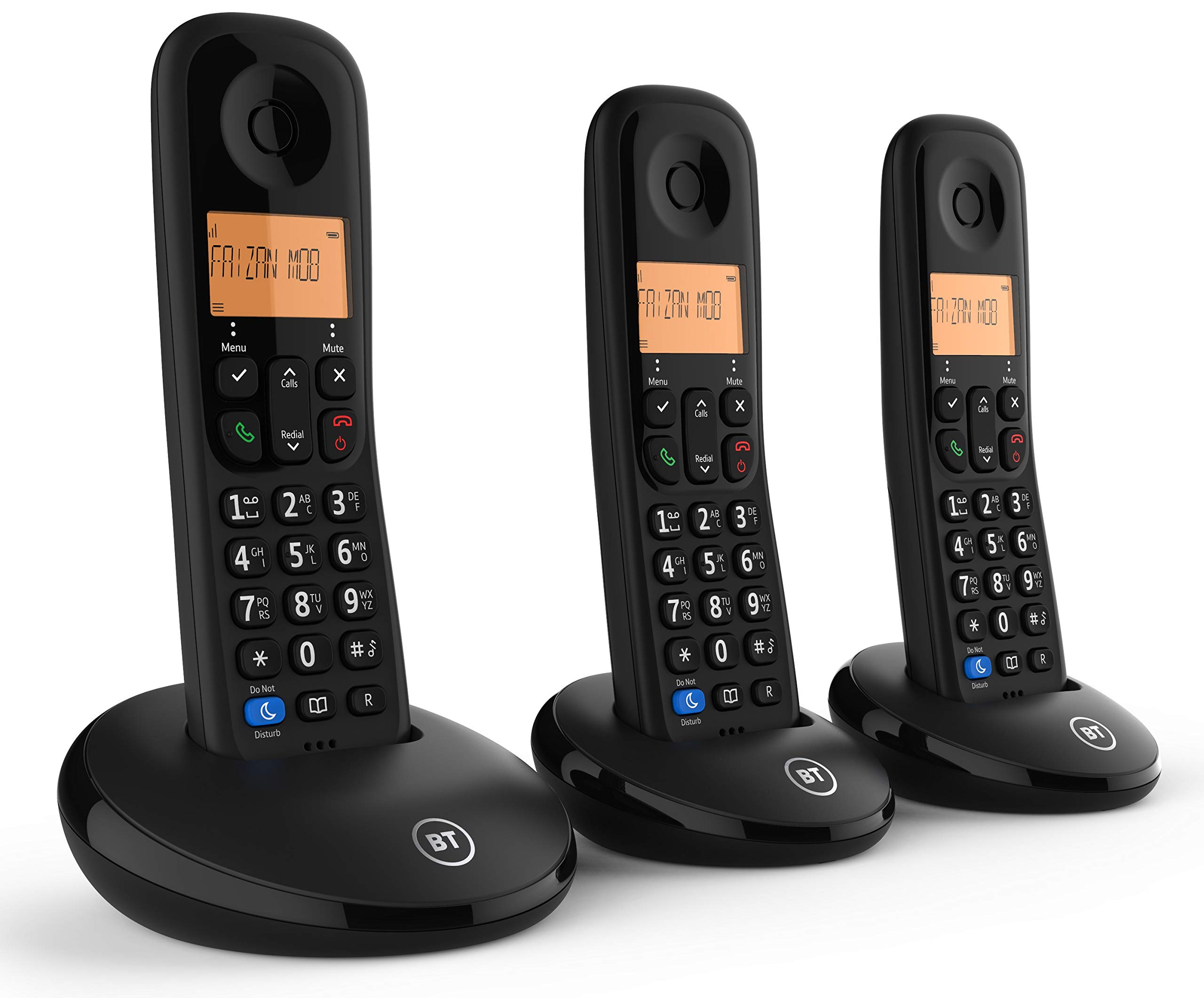 BT Everyday Cordless Landline House Phone, Home Phone, Basic Call Blocker, Do Not Disturb button, Trio Handset Pack