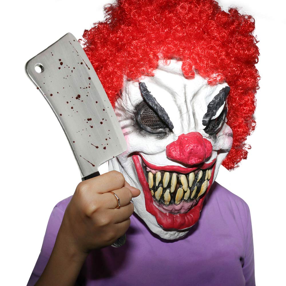 XIAO MO GU Latex Halloween Party Cosplay Face Mask Adult Scary Clown Costumes Mask with Hairs