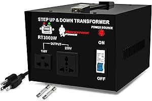 ROCKSTONE POWER 3000 Watt Voltage Converter Transformer - Heavy Duty Step Up/Down AC 110V/120V/220V/240V Power Converter - Circuit Breaker Protection – DC 5V USB Port - CE Certified [3-Year Warranty]