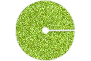 DUSSDIL Lime Green Glitter Christmas Tree Skirt Shiny 47.2 Inch Xmas Tree Skirt Floor Door Mat Decorations for Winter Holiday Party Indoor Outdoor Home Office Christmas Day Ornaments