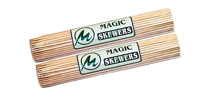 Magic Bamboo Skewers (200 Sticks, 8 inch-3mm), Barbecue Wooden Sticks for Oven, Pan,