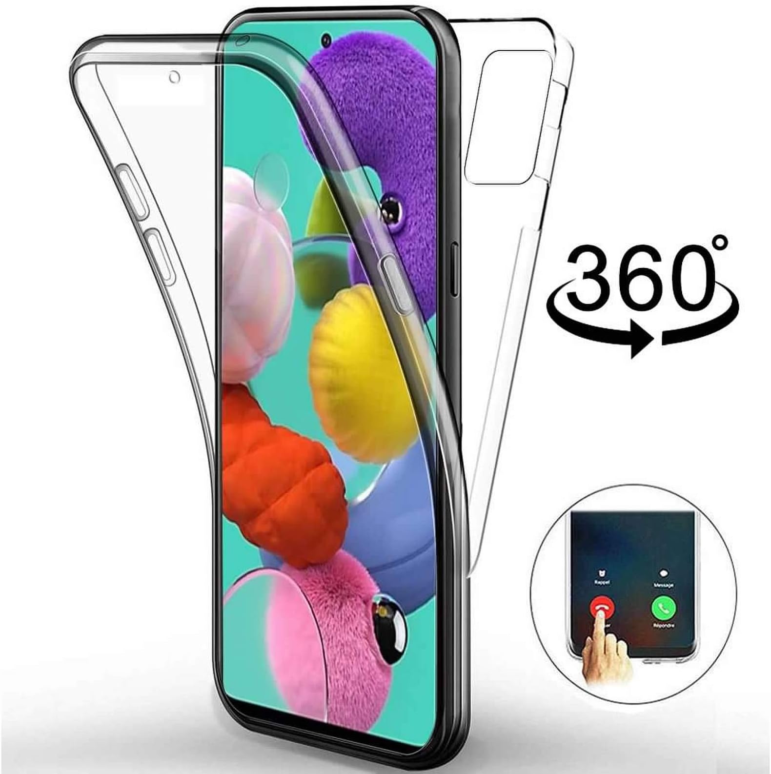 Compatible for Samsung Galaxy A71 Case, Transparent Slim Shockproof 360°Front and Back Full Body Silicone Soft TPU PC Gel Protection Cover for Samsung Galaxy A71, Clear