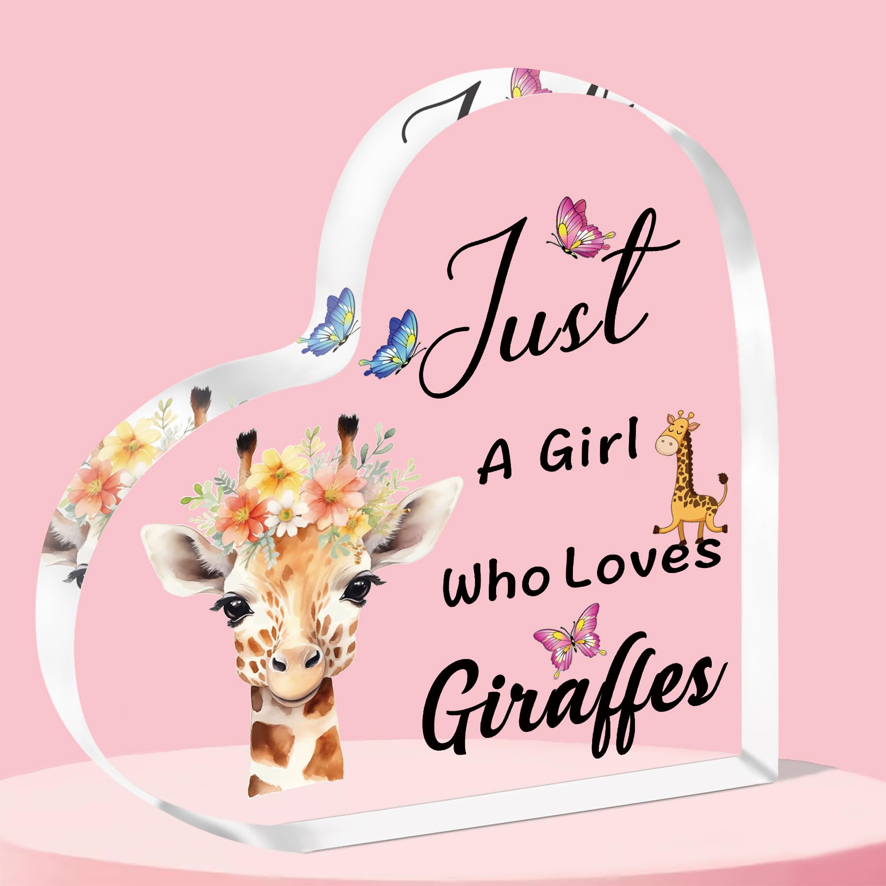 QMVMV Funny Giraffe Acrylic Plaque Gifts Animal Lover Gift Just A Girl Who Loves Giraffes Giraffe Lover Gift For Women Girls, Who Loves Giraffes Acrylic Plaque