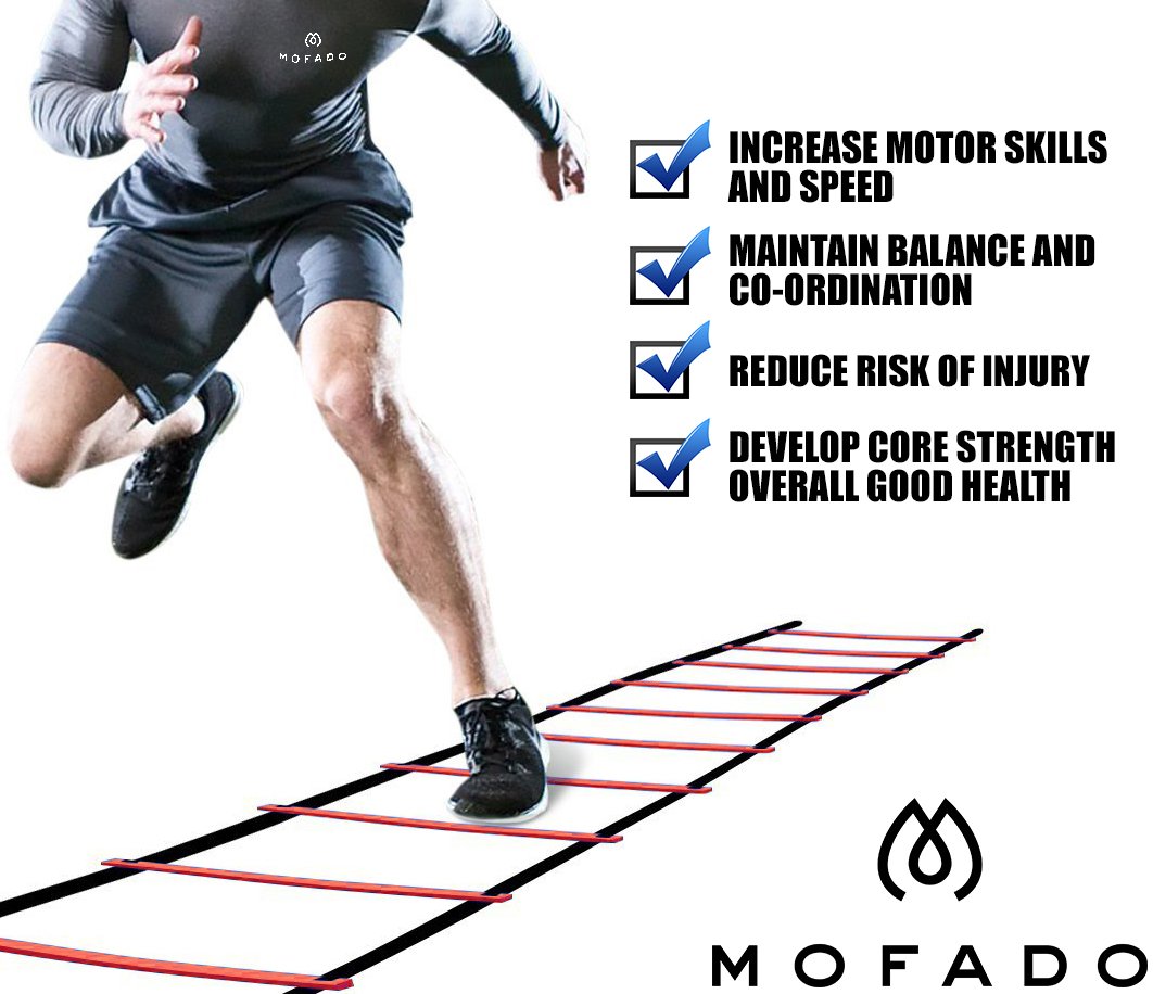 Premium Agility Ladder and Cones 16 Field Cones 12 Rung Speed