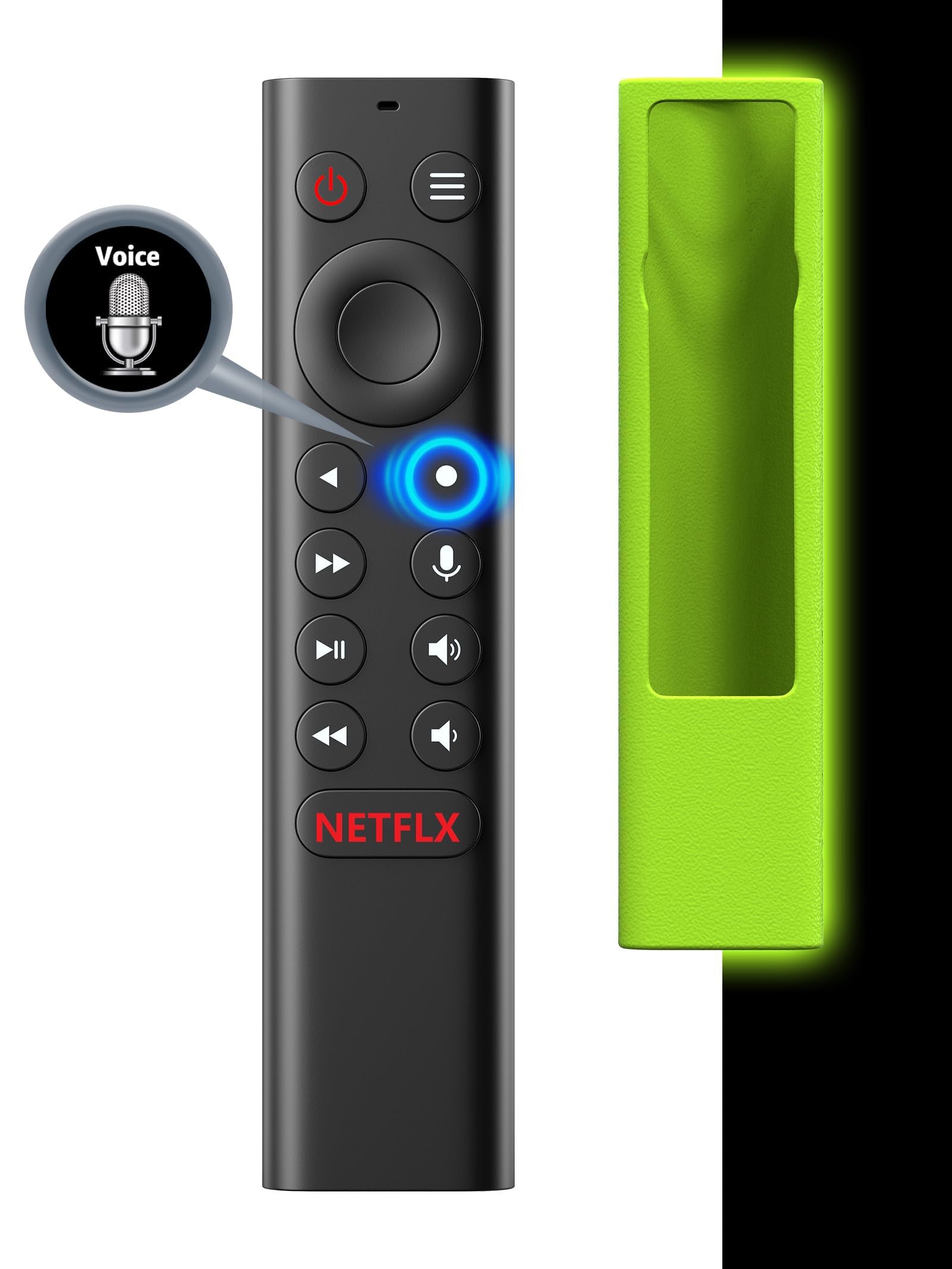 Photo 1 of (with Green Luminous Case) Replace for Nvidia Shield Remote Control Replacement with Voice Search, Backlit Buttons, IR Blaster to Control Your TV, Customizable Menu Buttons