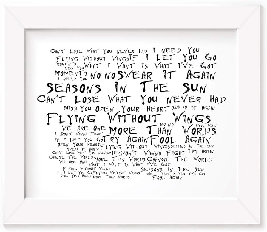 Huis Westlife Flying Without Wings Music Song Lyrics Word Art Print ...